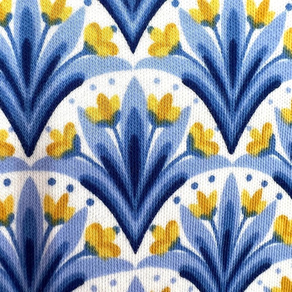 NEW Croft & Barrow Womens Size XL Stretchy Blue Yellow Blouse Shirt Top Floral - Picture 6 of 7